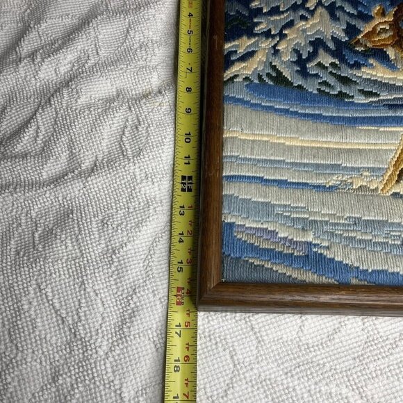 1983 Moonlight Run Needlepoint Completed Horizons Deer River Cottagecore Framed - Picture 7 of 8